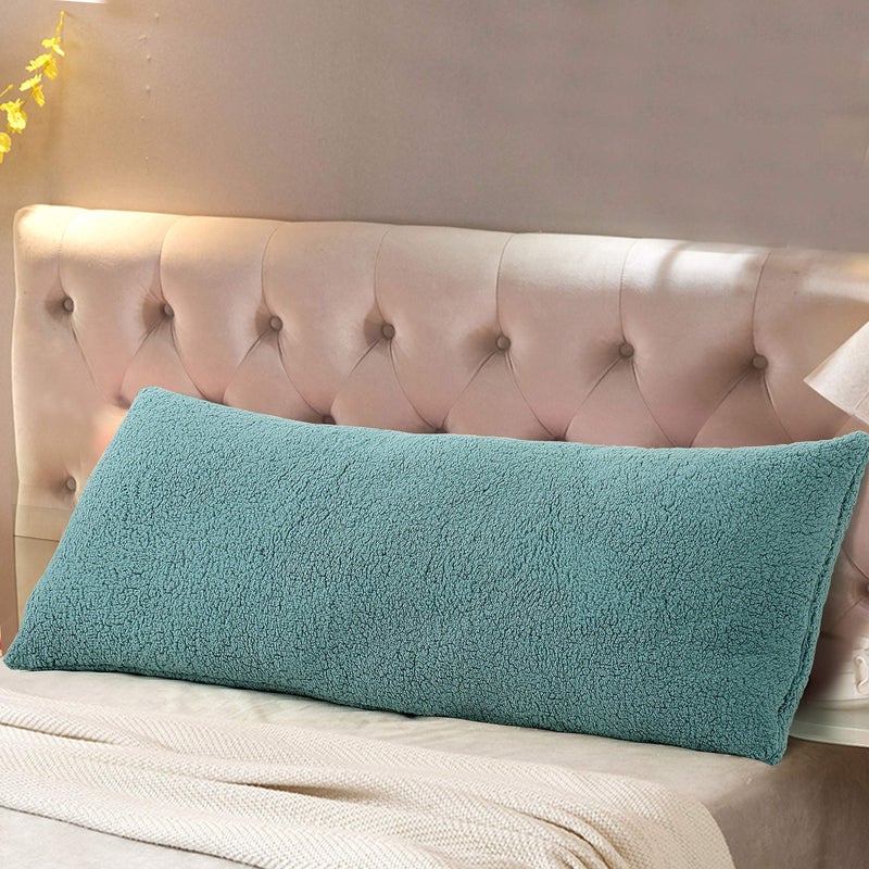 Reafort Ultra Soft Sherpa Body Pillow Cover/Case with Zipper Closure 21"x54" (21"x54" Body Pillow Cover, Blue) - Image 1